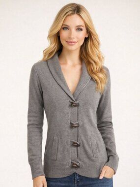 Esprit Womens Gray Knit Toggle Closure Cozy Sweater Size Med